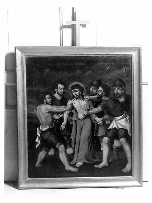X stazione della Via Crucis, stazione X: Gesù spogliato e abbeverato di fiele (dipinto, ciclo) di Candela D (sec. XIX)