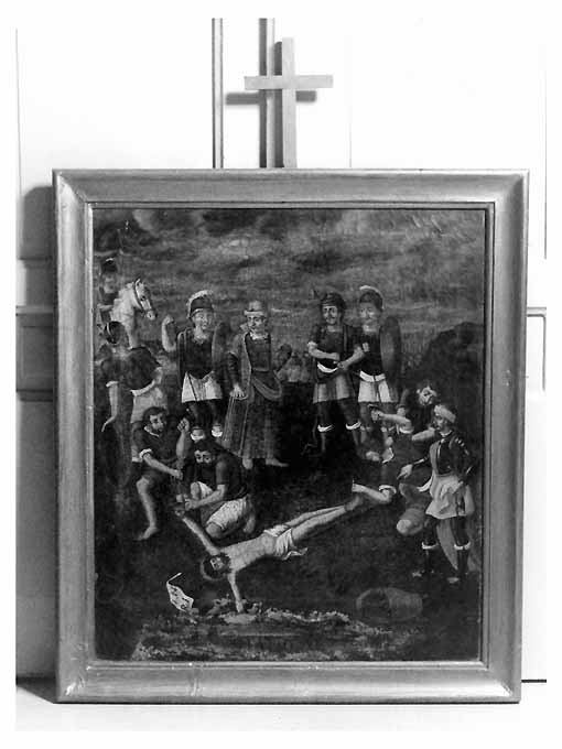 XI stazione della Via Crucis, stazione XI: Gesù inchiodato alla croce (dipinto, ciclo) di Candela D (sec. XIX)