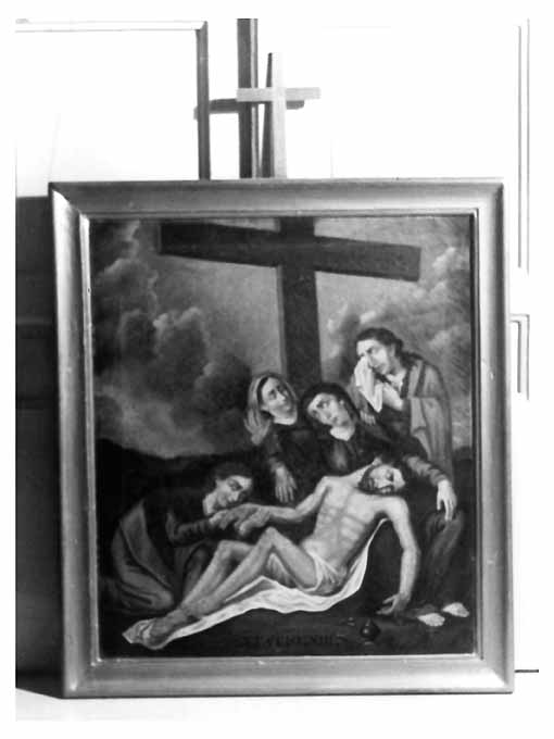 XIII stazione della Via Crucis, stazione XIII: Gesù deposto dalla croce (dipinto, ciclo) di Candela D (sec. XIX)