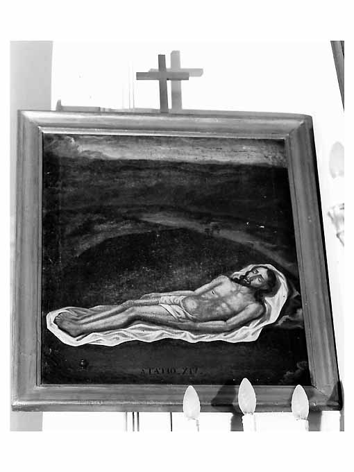 XIV stazione della Via Crucis, stazione XIV: Gesù deposto nel sepolcro (dipinto, ciclo) di Candela D (sec. XIX)