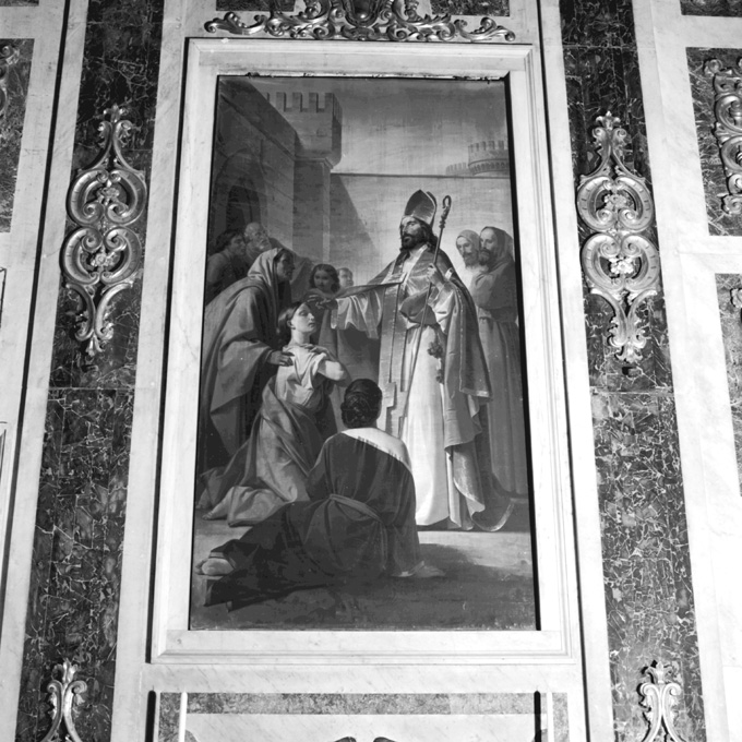 San Riccardo visita una fanciulla (dipinto) di De Napoli Michele (sec. XIX)