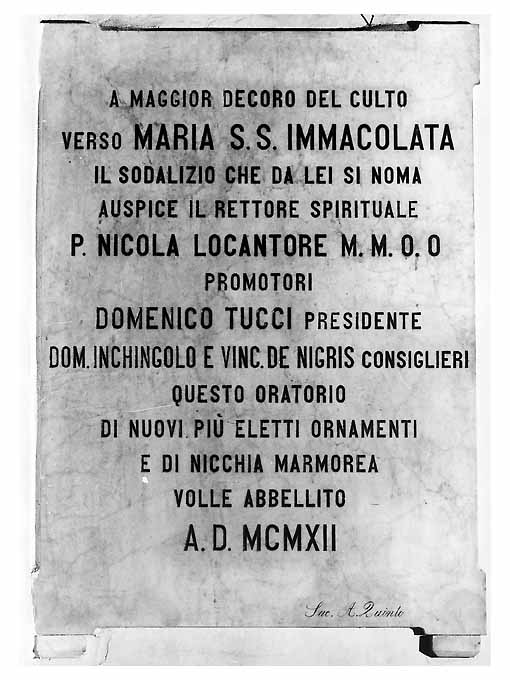 lapide - ambito pugliese (primo quarto sec. XX)