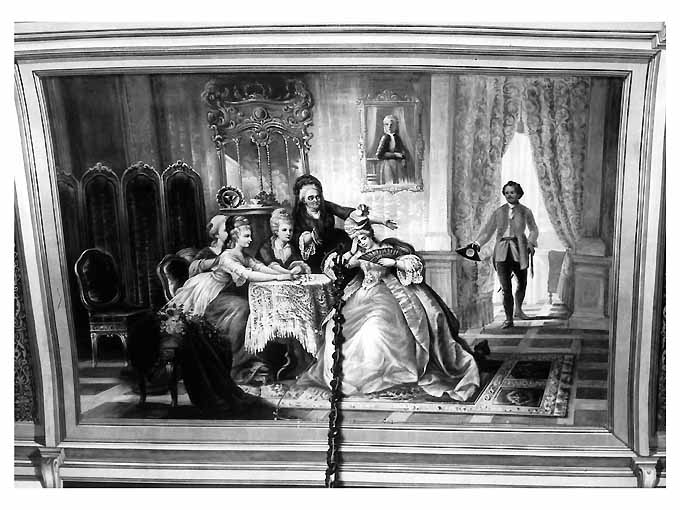 donne in un interno (dipinto, elemento d'insieme) - ambito napoletano (fine sec. XIX)