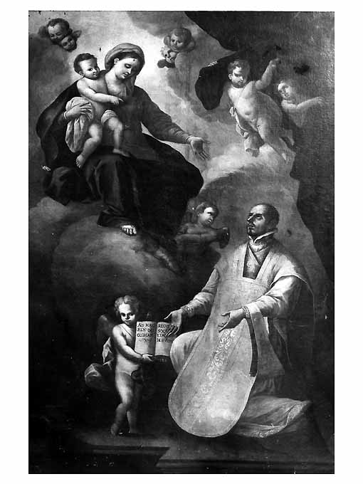 apparizione della Madonna a Sant'Ignazio di Loyola scrivente (dipinto, opera isolata) - ambito napoletano (sec. XVIII)