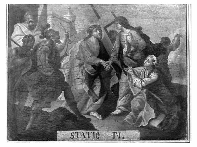 stazione IV: Gesù incontra la Madonna (dipinto) di Tatulli Samuele (attribuito) (seconda metà sec. XVIII)