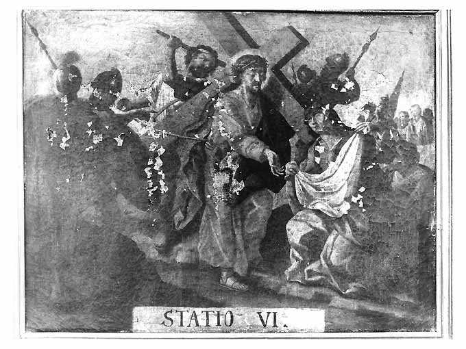 stazione VI: Gesù asciugato dalla Veronica (dipinto) di Tatulli Samuele (attribuito) (seconda metà sec. XVIII)