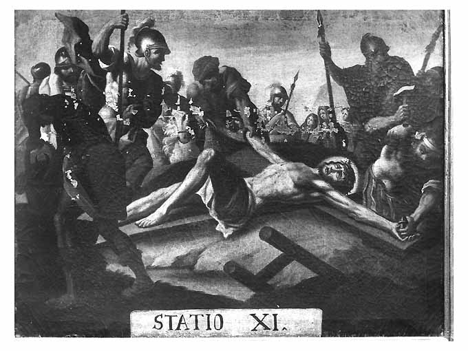 stazione XI: Gesù inchiodato alla croce (dipinto) di Tatulli Samuele (attribuito) (seconda metà sec. XVIII)