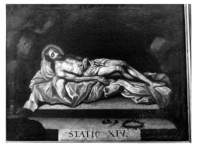 stazione XIV: Gesù deposto nel sepolcro (dipinto) di Tatulli Samuele (attribuito) (seconda metà sec. XVIII)