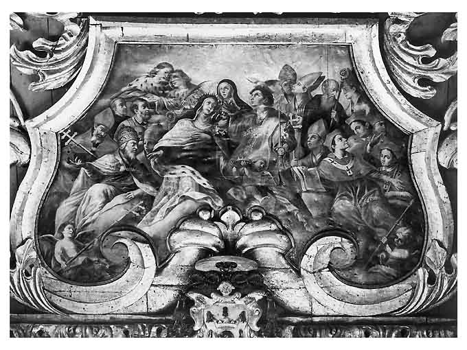 Santi beati della casa Orsini, gloria di Santi (dipinto) di Guarini Francesco (scuola) (seconda metà sec. XVII)