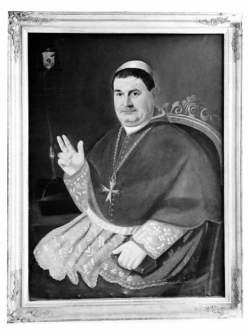 mons. Salvatore Vincenzo, ritratto a mezza figura di prelato (dipinto) di Ceci Giuseppe (attribuito) (sec. XIX)