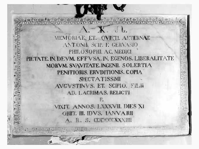 lapide tombale, opera isolata - ambito pugliese (sec. XIX)