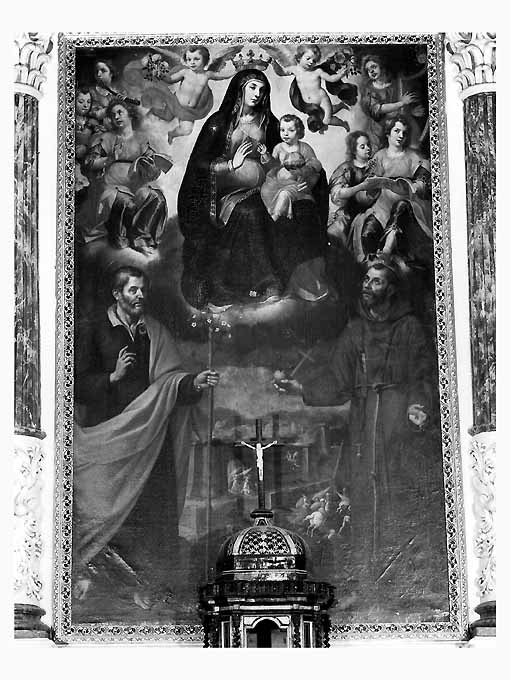 Madonna degli angeli con San Francesco e San Giuseppe (dipinto, elemento d'insieme) di Borghese Ippolito (sec. XVII)