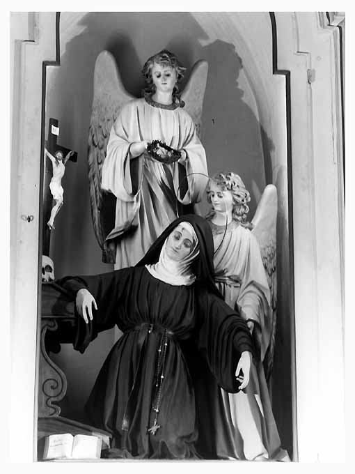 Santa Rita e angelo (statua, elemento d'insieme) di De Pasquale (sec. XX)