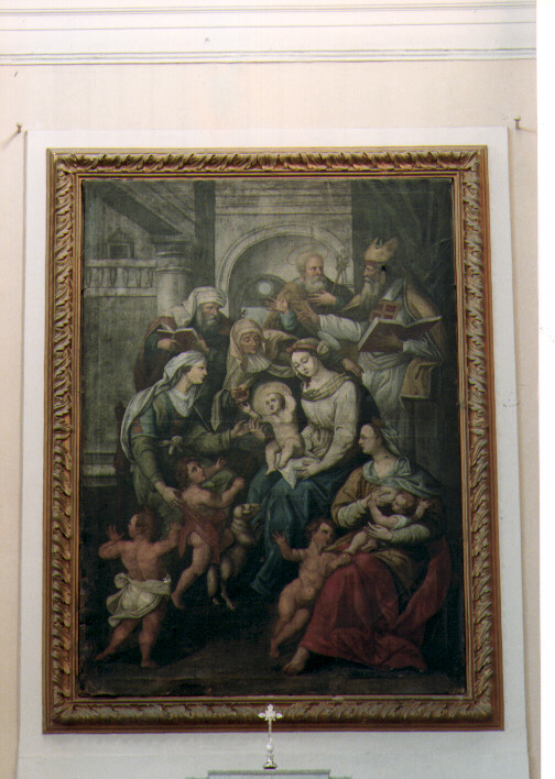 Sacra Famiglia con San Giovanni Battista bambino, Sant'Elisabetta e San Za ccaria (dipinto) di Calò Saverio (sec. XIX)