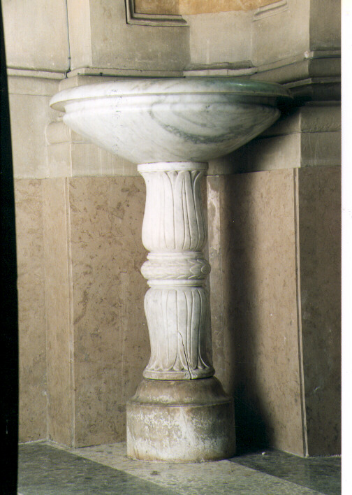 acquasantiera - a fusto, serie di Angelini Orazio, Ricco Pasquale (primo quarto sec. XIX)