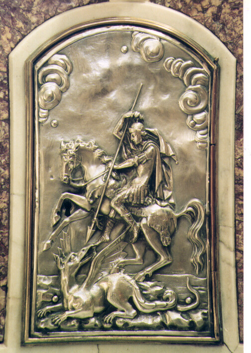 San Giorgio e il drago (sportello di tabernacolo) di Curdusi Mattia (sec. XIX)