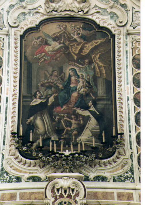 Madonna del Rosario con San Domenico e Santa Caterina da Siena (dipinto) - ambito napoletano (terzo quarto sec. XVIII)