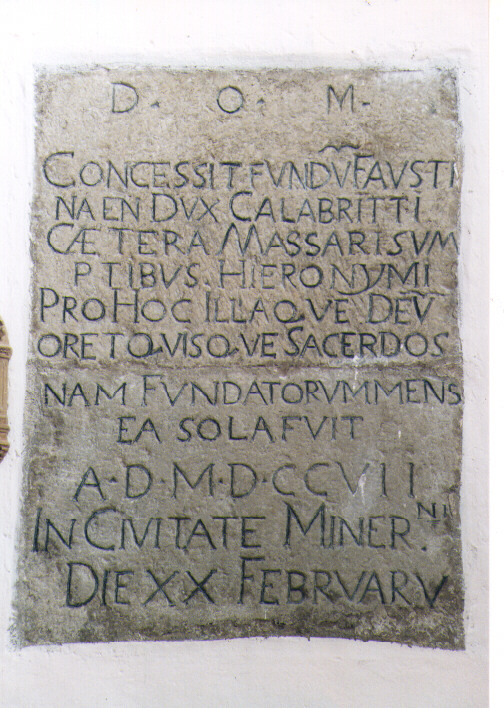 lapide documentaria - ambito Italia meridionale (sec. XVIII)