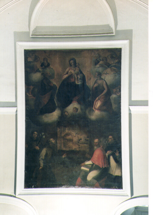 Madonna Assunta con San Giuseppe, San Giovanni Battista, Sant'Antonio, San Francesco, San Girolamo (dipinto) - ambito Italia meridionale (sec. XVII)