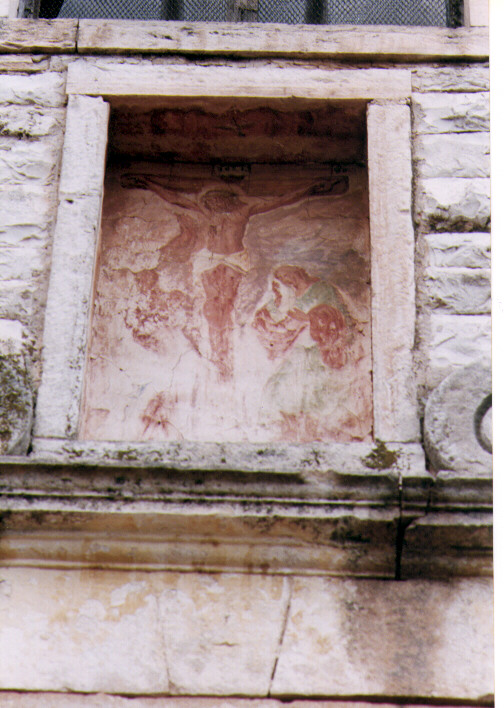 crocifissione di Cristo con la Madonna, San Giovanni Evangelista, Stephaton e Longino (dipinto) - ambito pugliese (sec. XVIII)