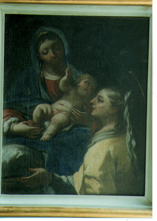 Madonna con Bambino e Santa Caterina d'Alessandria (dipinto) di Miglionico Andrea (sec. XVIII)