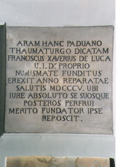 lapide documentaria - ambito Italia meridionale (sec. XIX)