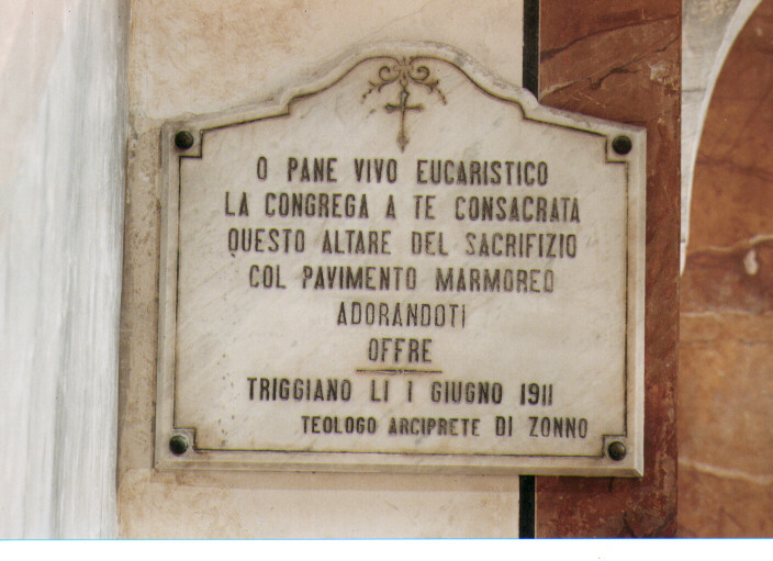 lapide documentaria - ambito Italia meridionale (sec. XX)