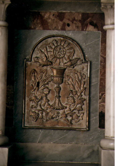 calice eucaristico (sportello di tabernacolo) - ambito Italia meridionale (fine/inizio secc. XIX/ XX)