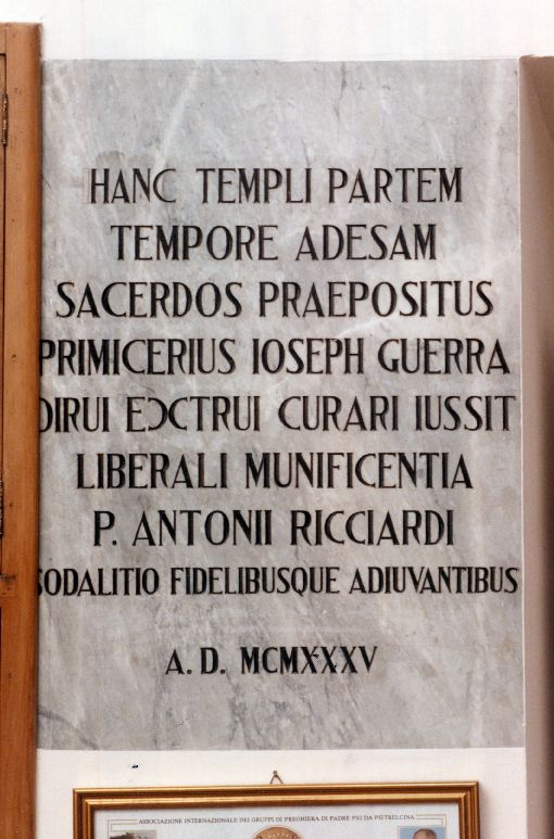 lapide documentaria - ambito Italia meridionale (sec. XX)