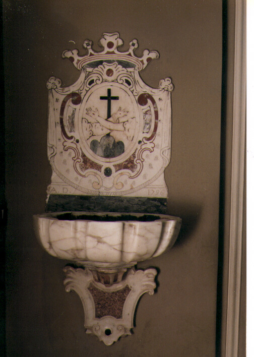 acquasantiera da parete, serie - ambito napoletano (sec. XVIII)