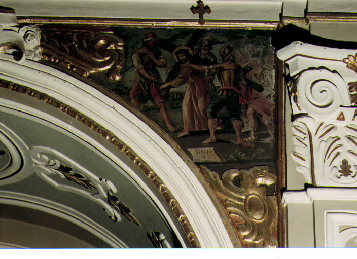 stazione V: Gesù aiutato da Simone il Cireneo a portare la croce (dipinto) - ambito pugliese (sec. XVIII)