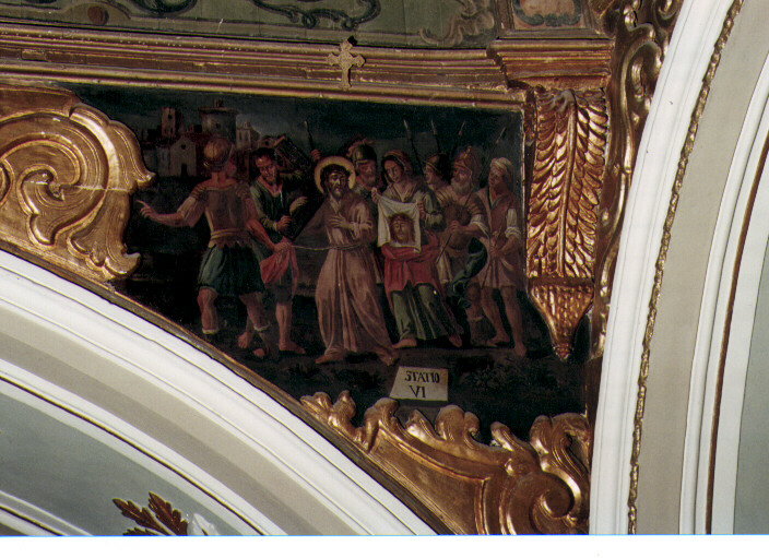 stazione VI: Gesù asciugato dalla Veronica (dipinto) - ambito pugliese (sec. XVIII)