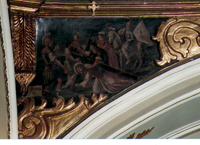 stazione IX: Gesù cade sotto la croce la terza volta (dipinto) - ambito pugliese (sec. XVIII)
