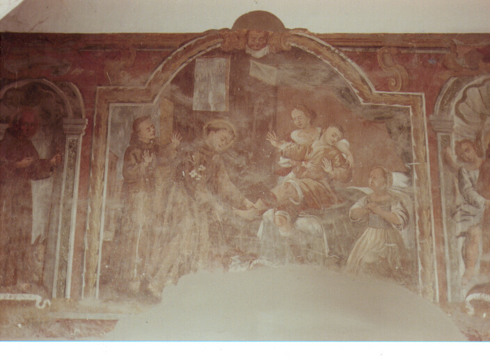 miracolo della guarigione del figlio furioso, Sant'Antonio da Padova (dipinto) di Conversi Giuseppe (sec. XVIII)