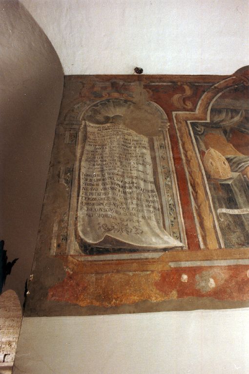 privilegi dell'ordine francescano, iscrizione (dipinto) di Conversi Giuseppe (sec. XVIII)