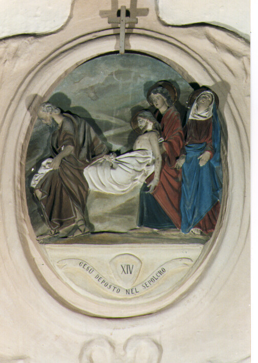 stazione XIV: Gesù deposto nel sepolcro (formella) - ambito salentino (seconda metà sec. XIX)