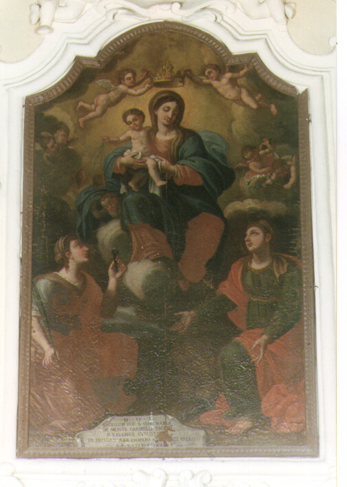 Madonna del Carmelo tra le Sante Apollonia e Domenica (?), Madonna del Carmelo (dipinto) - ambito salentino (sec. XVIII)