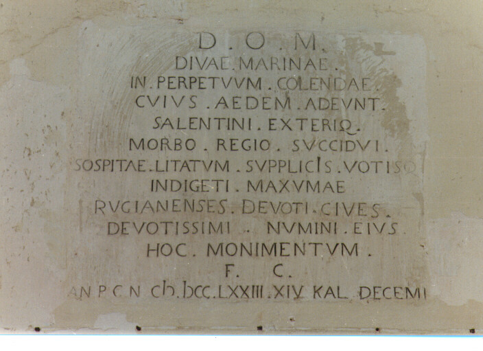 lapide documentaria - ambito salentino (sec. XVIII)