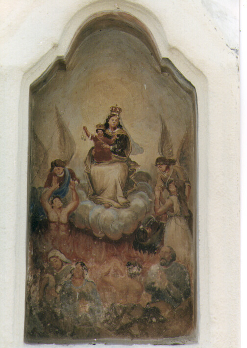 Madonna del Carmelo intercede per le anime del purgatorio (dipinto) - ambito salentino (sec. XVIII)