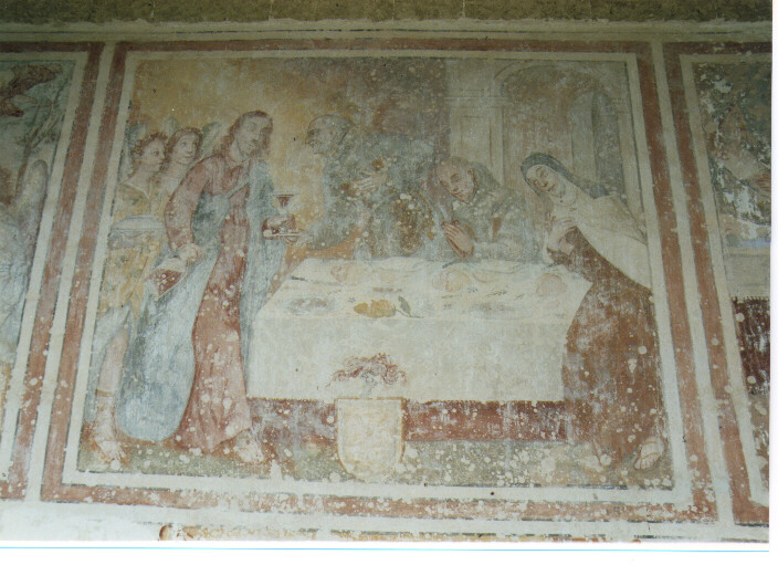 religiosi serviti a tavola da Cristo e angeli (dipinto, elemento d'insieme) - ambito pugliese (fine/inizio secc. XVII/ XVIII)