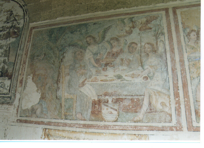 monaci serviti a tavola da angeli (dipinto, elemento d'insieme) - ambito pugliese (fine/inizio secc. XVII/ XVIII)