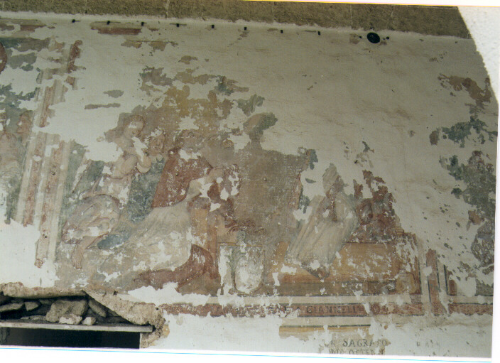 prelato inginocchiato con angeli (dipinto, elemento d'insieme) - ambito pugliese (fine/inizio secc. XVII/ XVIII)