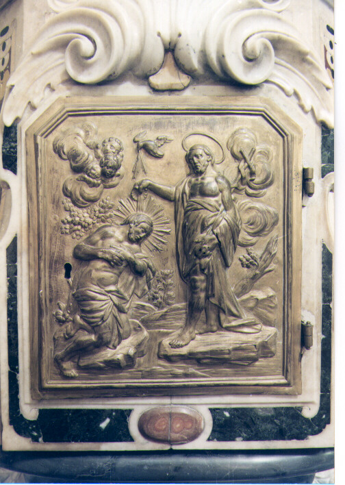 battesimo di Cristo (fonte battesimale, elemento d'insieme) - ambito napoletano (seconda metà sec. XVIII)