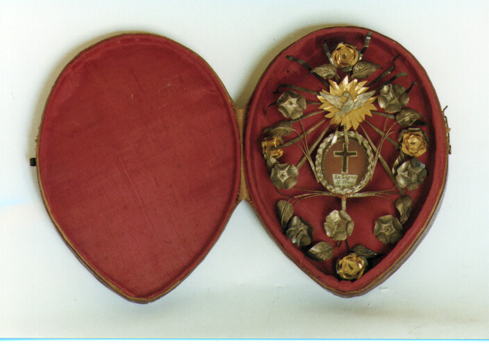 croce (reliquiario a teca) - ambito salentino (fine/inizio secc. XIX/ XX)