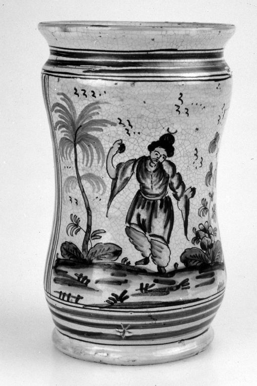 Giardino con figura di turco (alberello) - manifattura savonese (sec. XVIII)