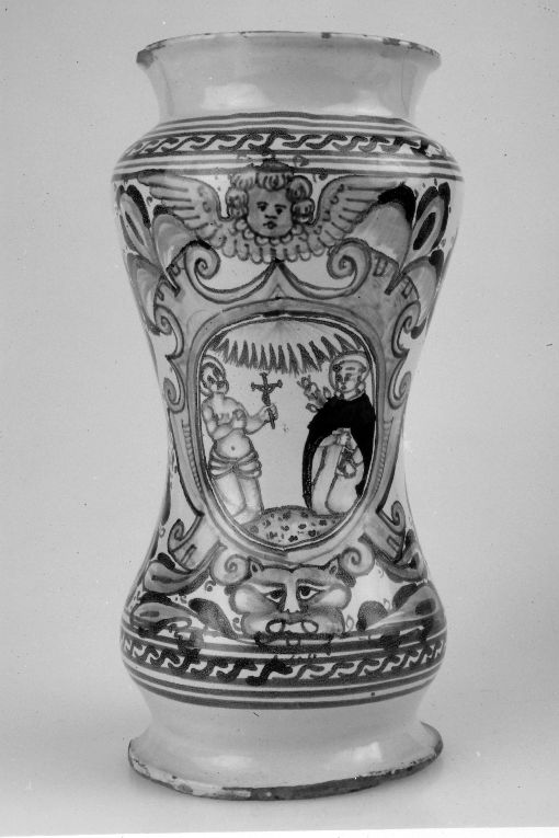 San Girolamo e Sant'Antonio da Padova in adorazione (alberello) - manifattura savonese (sec. XVII)