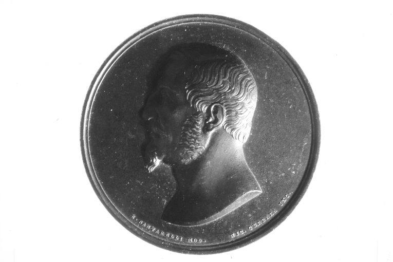 ritratto di Neri Corsini (medaglia commemorativa) di Santarelli Emilio, Cerbara Niccolò (sec. XIX)