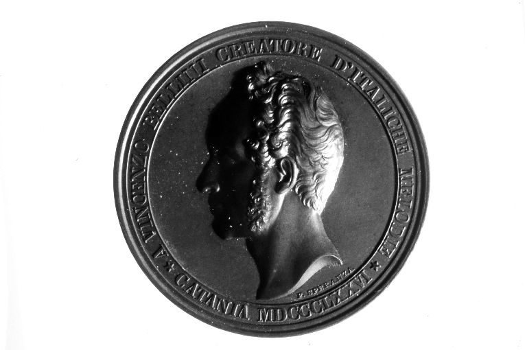 ritratto di Vincenzo Bellini (medaglia celebrativa) di Speranza Filippo (sec. XIX)