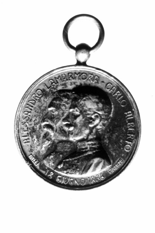 ritratti di Alessandro Lamarmora e Carlo Alberto di Savoia/ i bersaglieri al cospetto della Gloria (medaglia) di Nelli (sec. XIX)