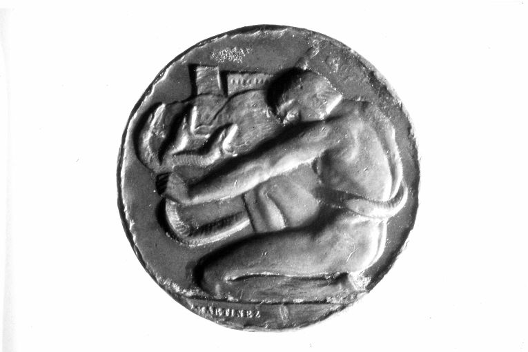 Ercole che strozza l'Idra di Lerna (medaglia) di Martinez Gaetano (sec. XX)